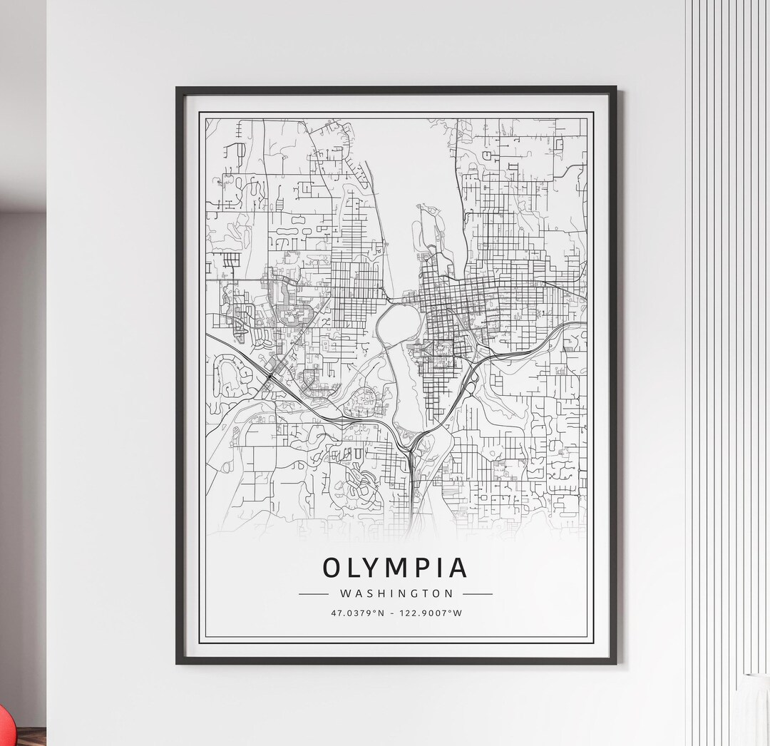 Olympia WA Street Map Print | Acrylic Olympia City Map Print | Canvas ...