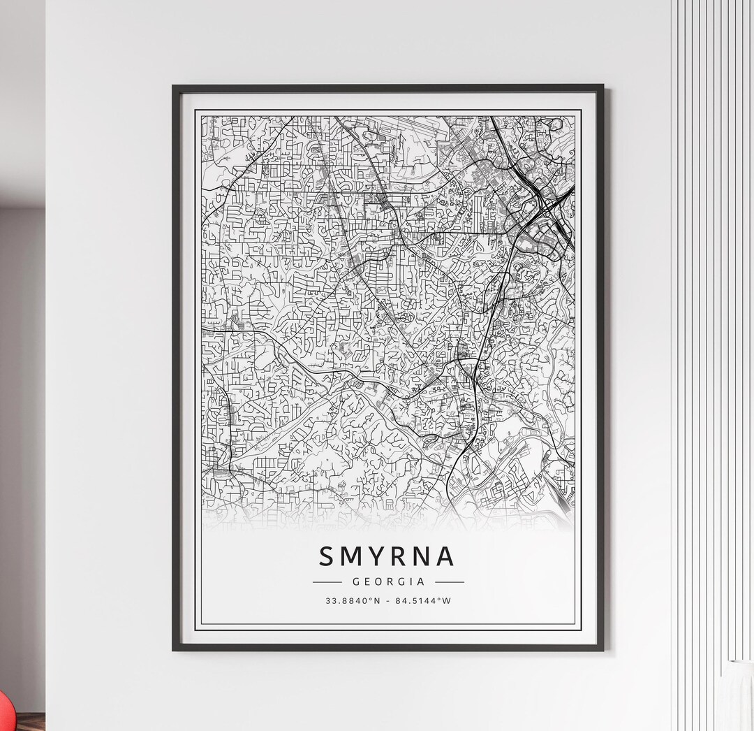 Smyrna Georgia City GA Street Map Print | Acrylic Smyrna City Map Print ...