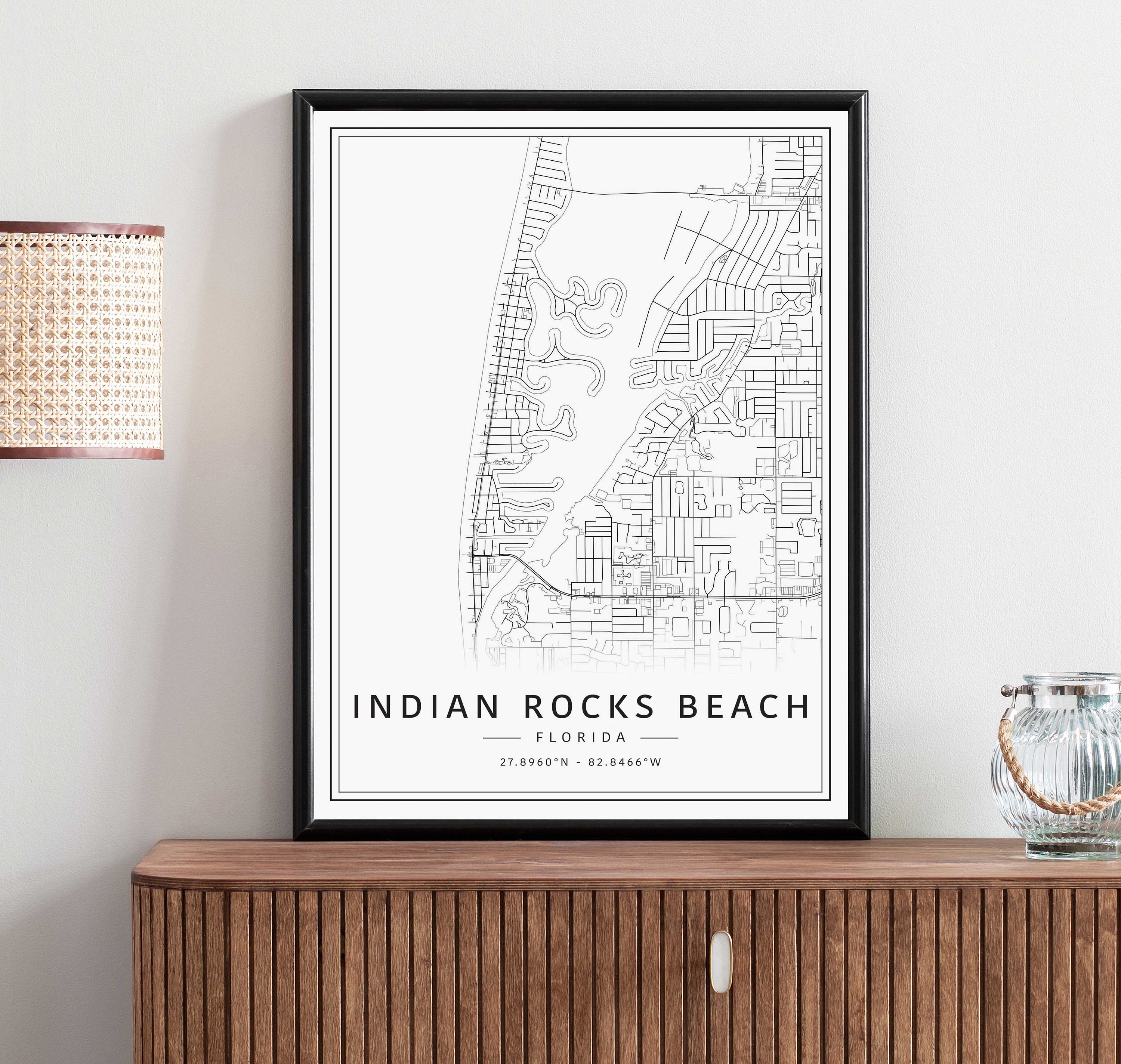 Indian Rocks Beach FL Street Map Print | Acrylic Glass Indian Rocks ...