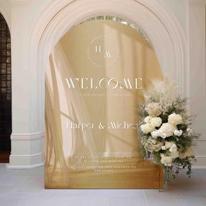 Gold Acrylic Wedding Welcome Sign | Gold Wedding Sign | Gold Custom Wedding Sign | Welcome to our Wedding Sign Gold White Writing Arch