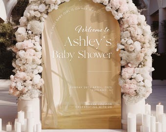 Gold Acrylic Baby Shower Sign | Gold Baby Shower Sign | Gold Custom Baby Shower Sign | Welcome to Our Baby Shower | Gold White Writing Arch