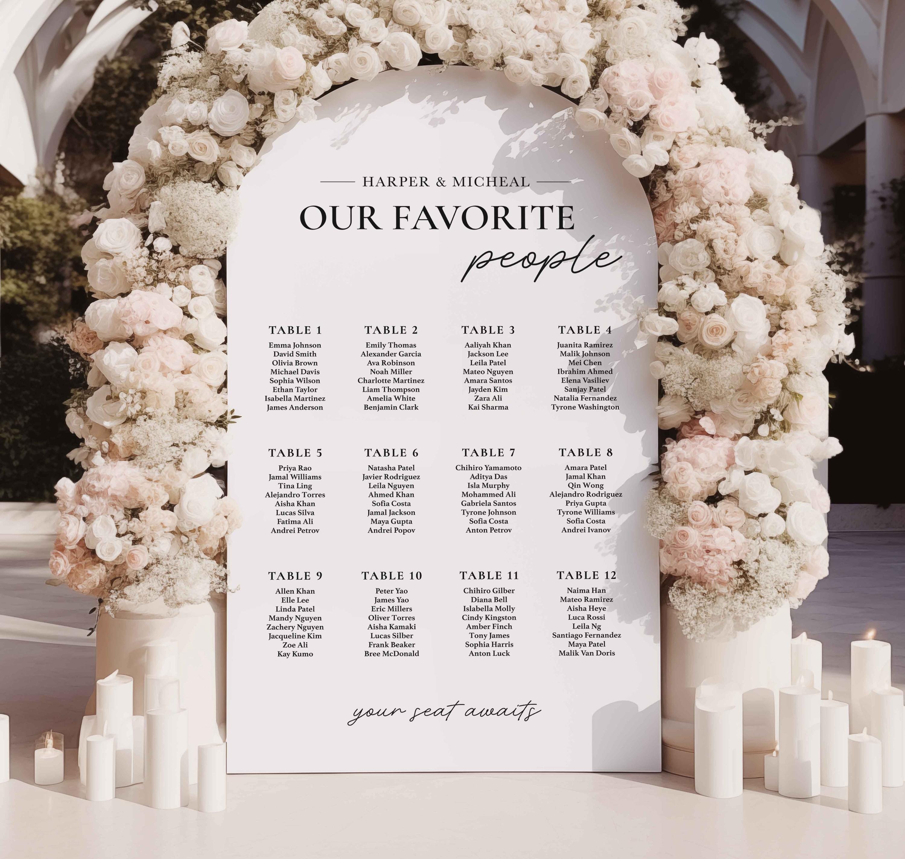 Wedding Seating Chart Acrylic Sign | Acrylic Table Seating Chart Wedding Sign | Custom Wedding Seating Chart Sign | Table Seating Chart Sign