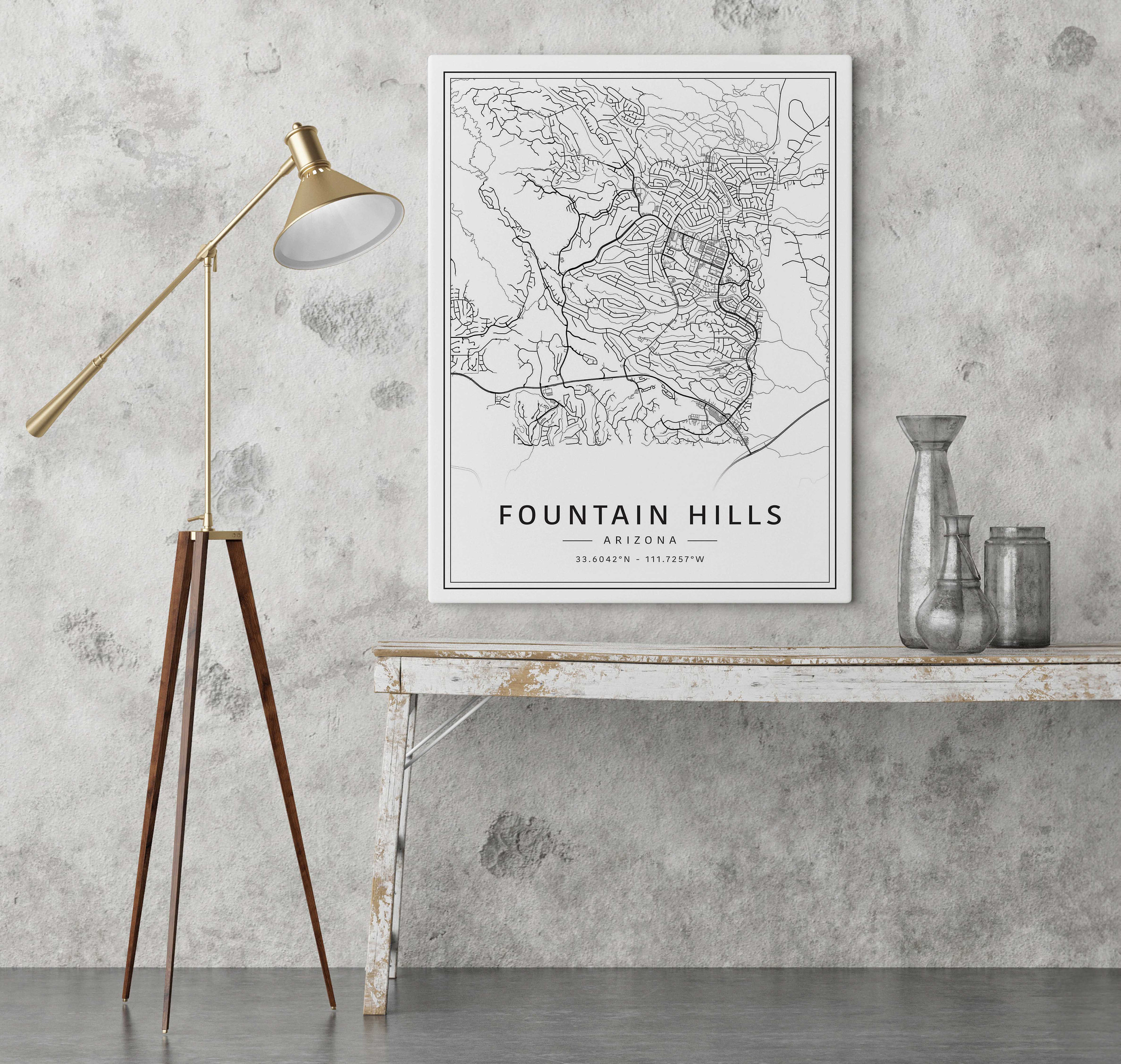 Fountain Hills AZ Street Map Print | Acrylic Fountain Hills Map Print |  Canvas Fountain Hills Road Map Print | Poster Fountain Hills Map - Etsy, image size:3000x2847