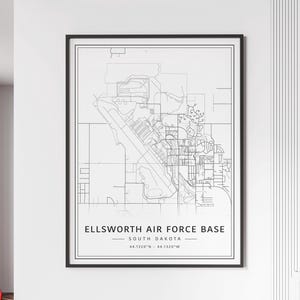 Ellsworth Air Force Base SD Street Map Print | Acrylic Glass Ellsworth Air Force Base Map Print | Canvas Ellsworth Air Force Base Road Map