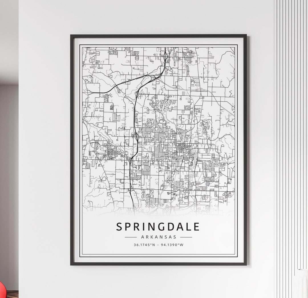 Springdale Arkansas Street Map Print | Acrylic Springdale City Map ...
