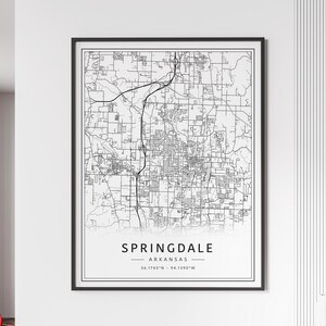 Springdale Arkansas Street Map Print | Acrylic Springdale City Map Print | Canvas Springdale Road Map Print | Poster Springdale Map Print