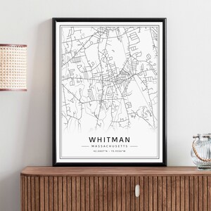 Whitman Massachusetts Street Map Print | Acrylic Glass Whitman Map ...
