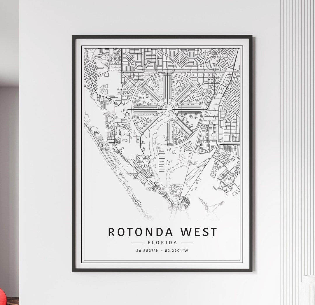 Rotonda West FL Street Map Print | Acrylic Glass Rotonda West Map Print ...
