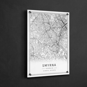 Smyrna Georgia City GA Street Map Print | Acrylic Smyrna City Map Print ...