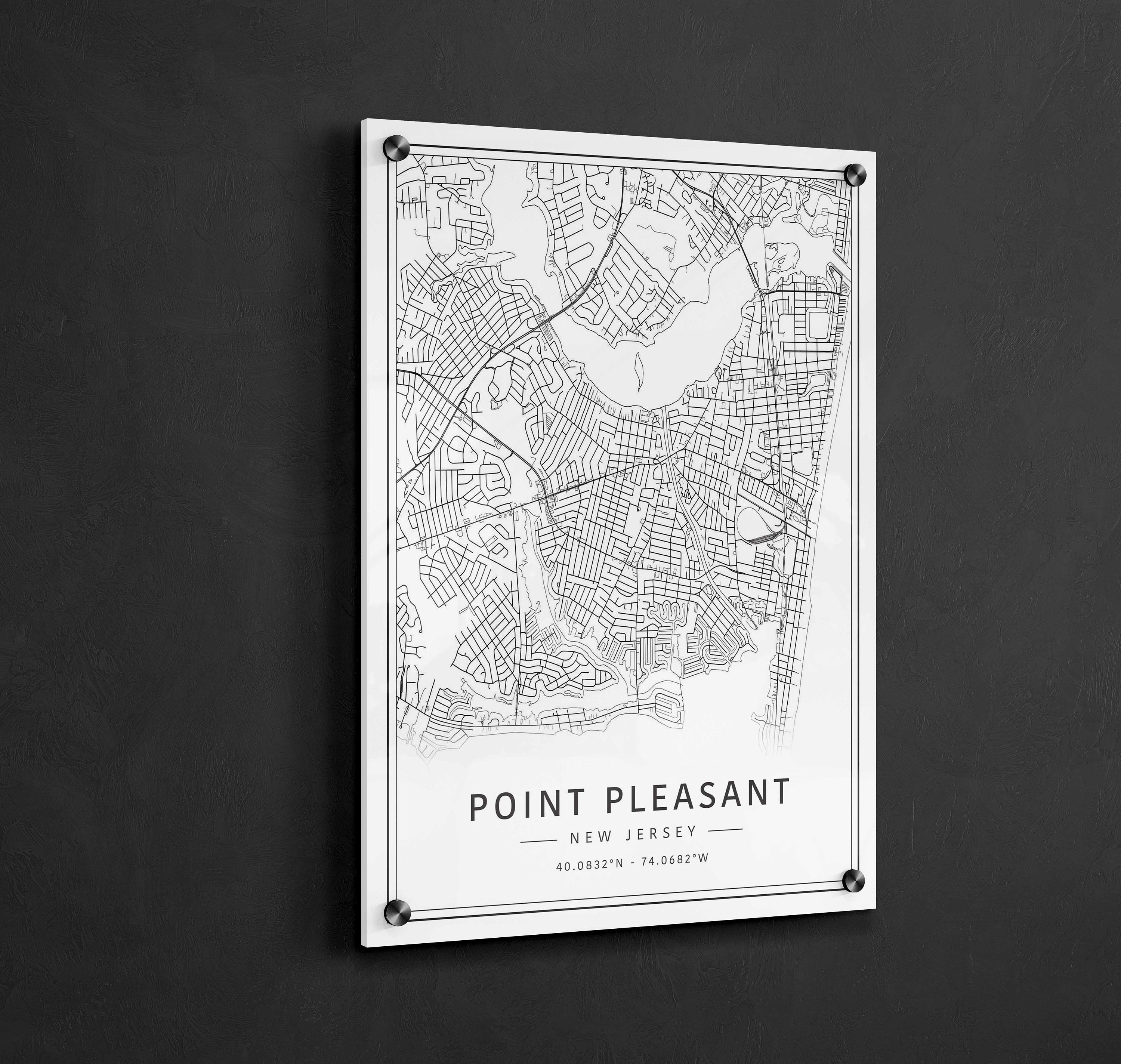 Point Pleasant NJ Street Map Print | Acrylic Glass Point Pleasant City ...