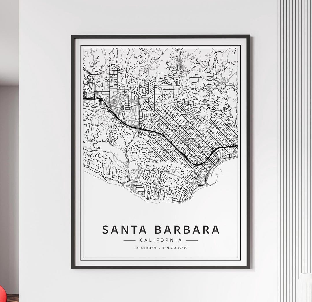 Santa Barbara CA Street Map Print Acrylic Glass Santa Barbara City Il 1080xN.6271659154 Eyqo 