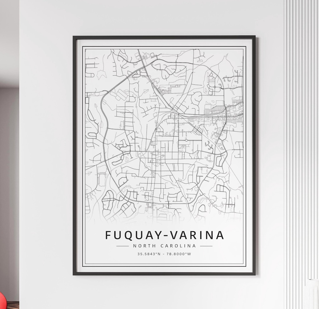 Fuquayvarina NC Street Map Print Acrylic Glass Fuquayvarina Map