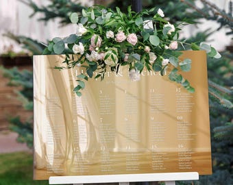 Gold Acrylic Wedding Sign | Gold Table Seating Chart | Gold Custom Wedding Seating Chart | Table Seating Chart Sign | Gold Mirror Acrylic
