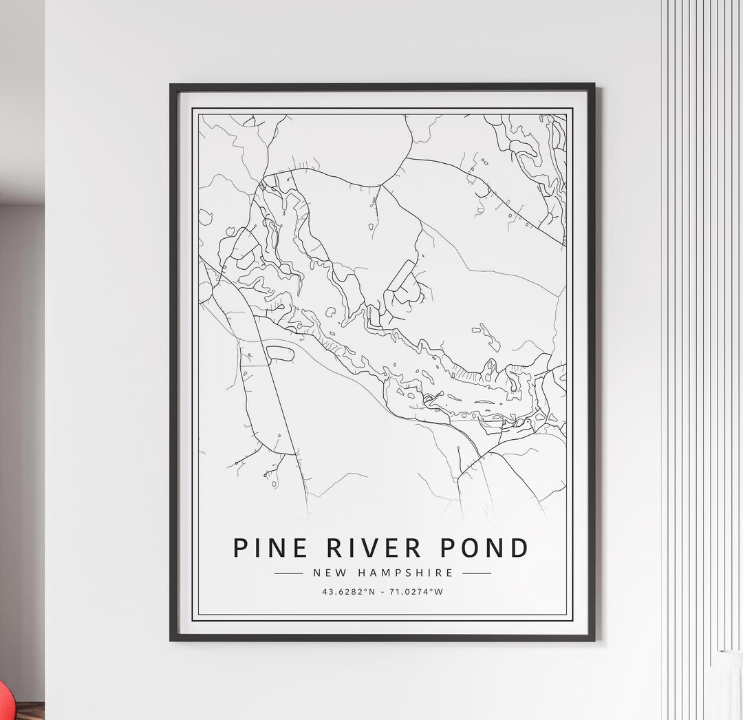 Pine River Pond NH Street Map Print Acrylic Glass Pine River Pond Map