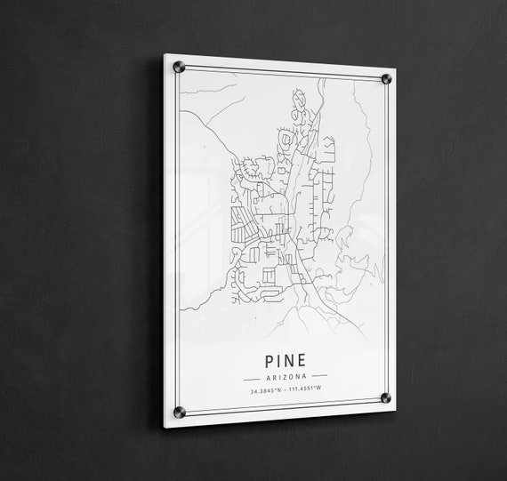 鉛筆画「A road to Arizona」　B5大サイズ Pine Arizona Street Map Print | Acrylic Pine Map Print | Canvas
