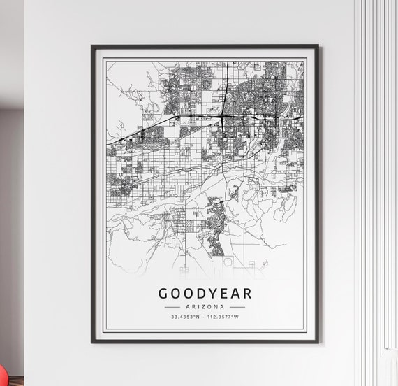 Goodyear AZ Street Map Print | Acrylic Goodyear City Map Print