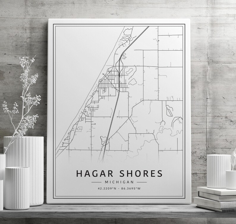 Hagar Shores MI Street Map Print Acrylic Glass Hagar Shores Map Print