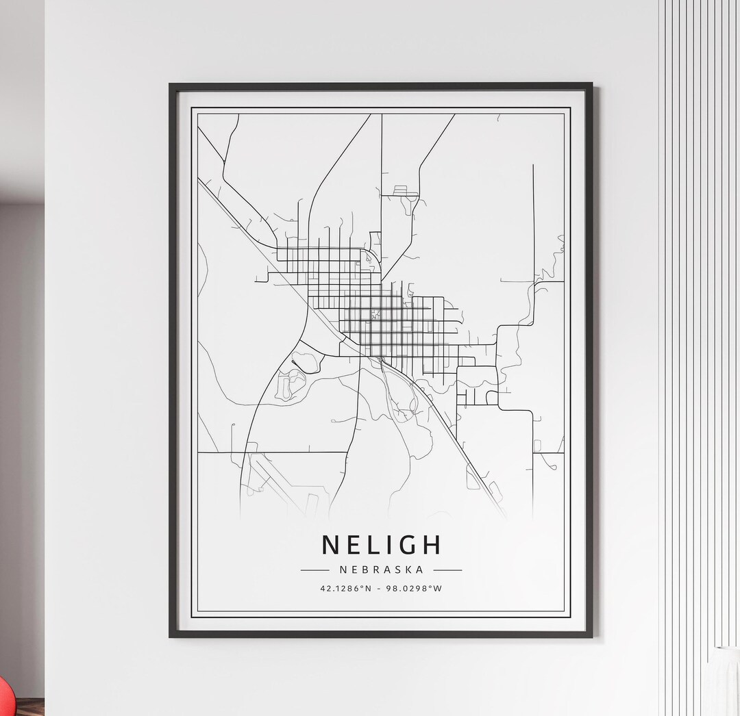 Neligh NE Street Map Print Acrylic Glass Neligh City Map Print Canvas