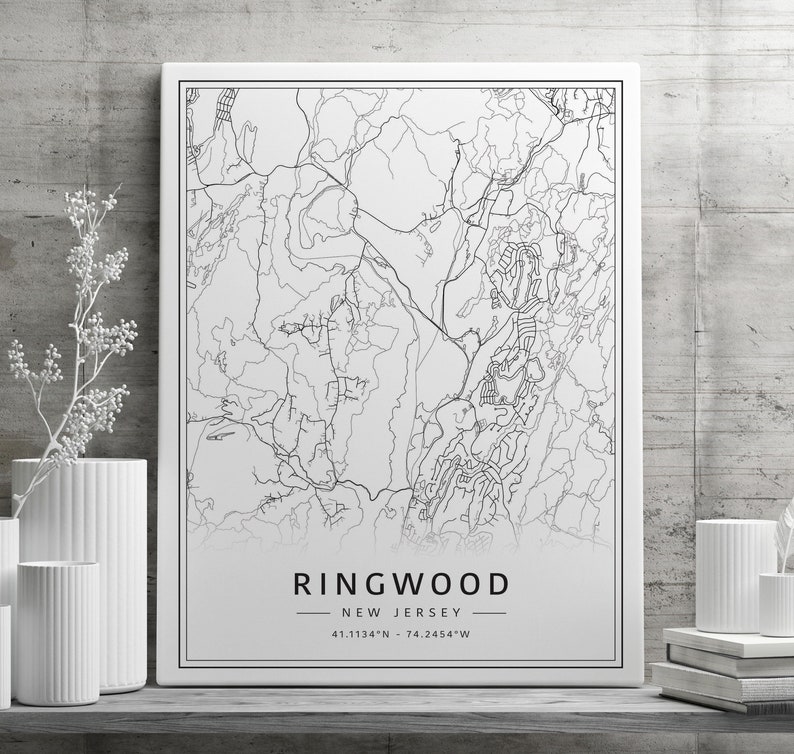 Ringwood NJ Street Map Print Acrylic Glass Ringwood City Map Print
