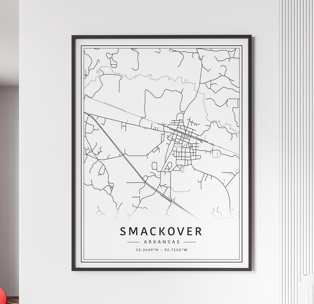 Smackover Arkansas Street Map Print Acrylic Smackover Map Print Canvas