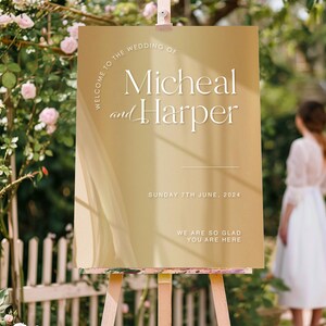 Gold Acrylic Wedding Welcome Sign | Gold Wedding Sign | Gold Custom Wedding Sign | Welcome to our Wedding Sign Gold White Writing Rectangle