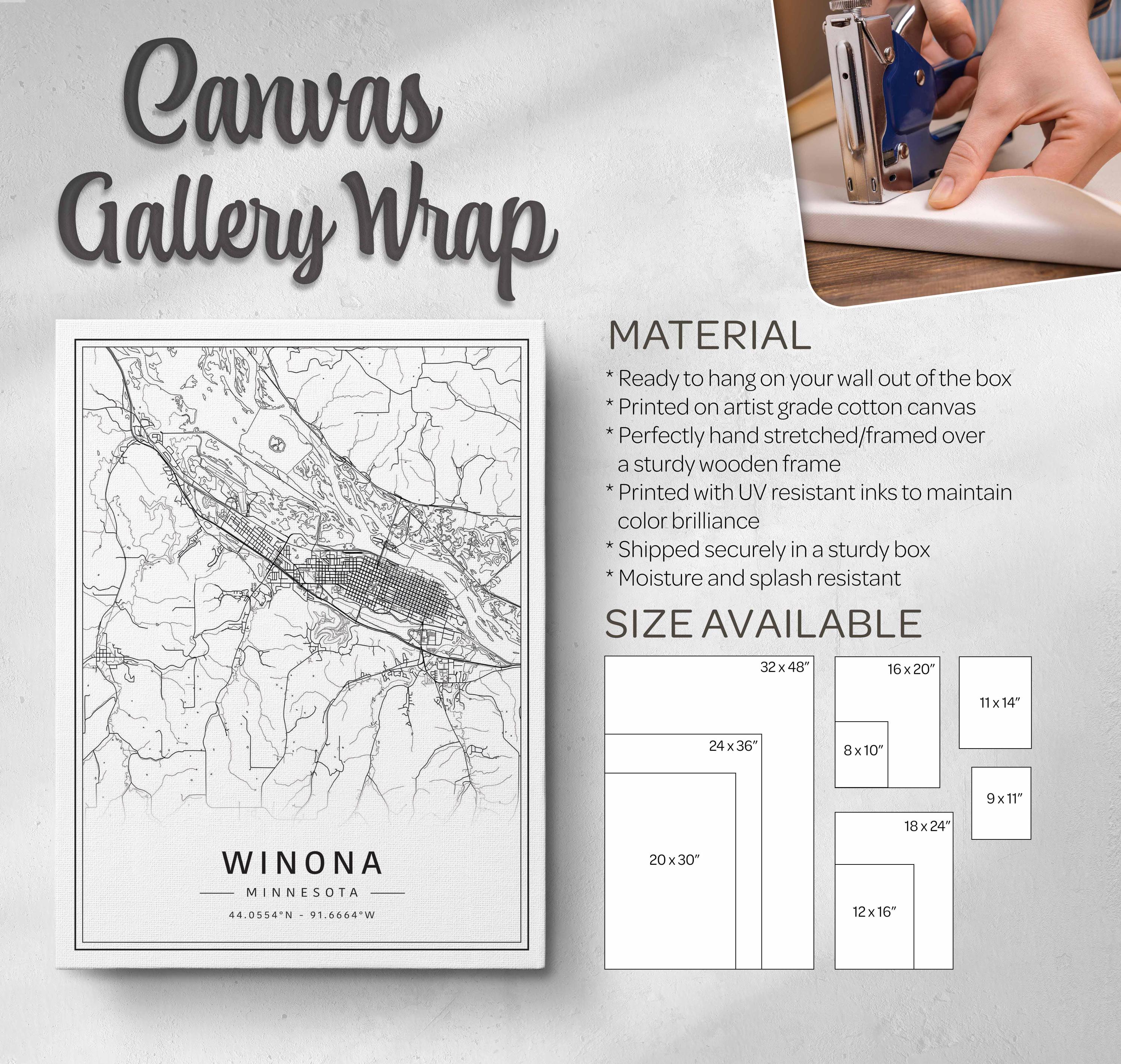 Winona Map Winona MN Street Map Print | Acrylic Glass Winona City Map Print ...