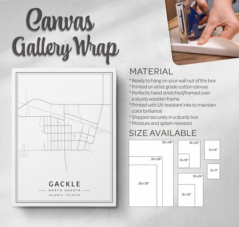 Gackle ND Street Map Print Acrylic Glass Gackle City Map Print Canvas
