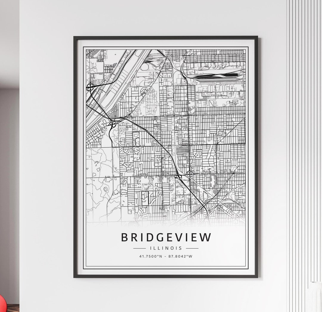 Bridgeview IL Street Map Print Acrylic Bridgeview Map Print Canvas Il 2iz8 