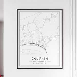 Dauphin PA Street Map Print | Acrylic Glass Dauphin Map Print | Canvas Dauphin Road Map Print | Poster Dauphin Map Print