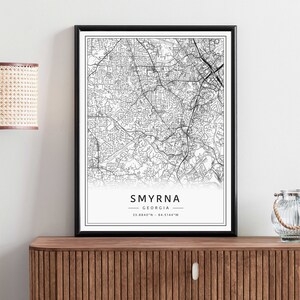Smyrna Georgia City GA Street Map Print | Acrylic Smyrna City Map Print ...