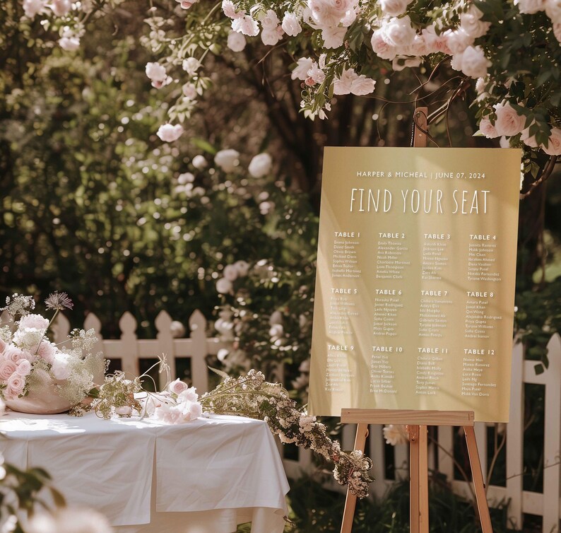Colored Seating Sign Gold Acrylic Wedding Sign | Gold Table Seating Chart | Gold Custom ...