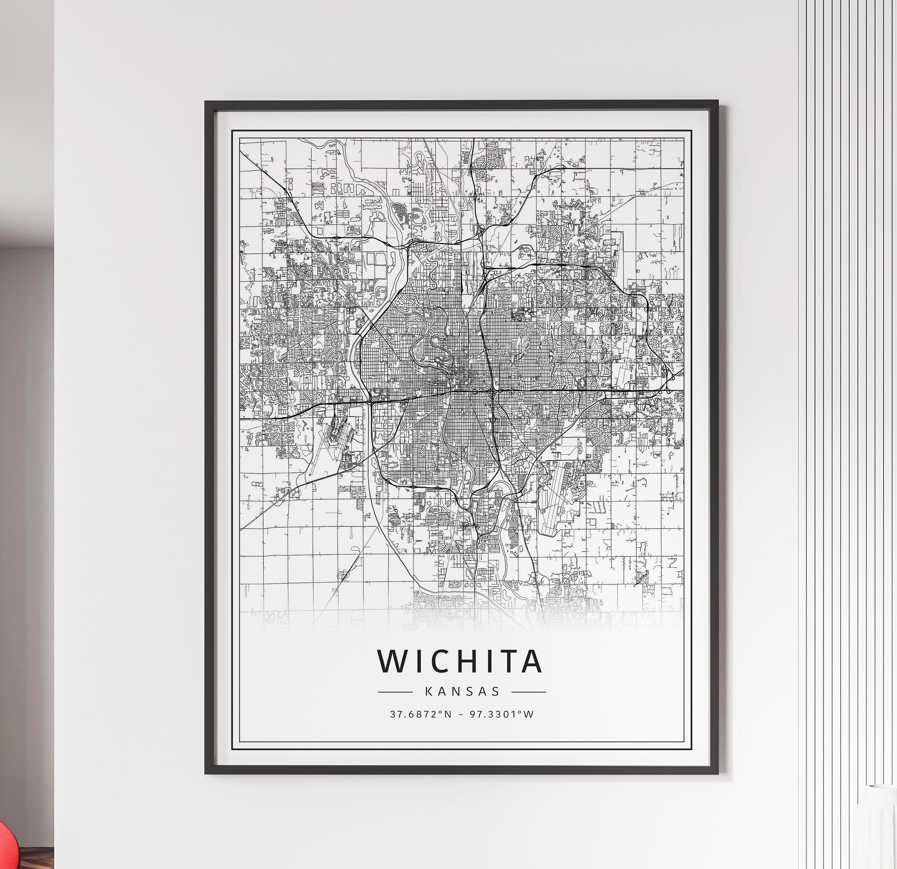 Wichita Kansas Street Map Print | Acrylic Wichita City Map Print | Canvas Wichita Road Map Print | Poster Wichita Map Print