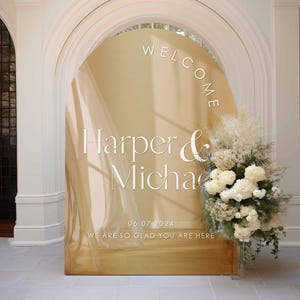 Gold Acrylic Wedding Welcome Sign | Gold Wedding Sign | Gold Custom Wedding Sign | Welcome to our Wedding Sign Gold White Writing Arch