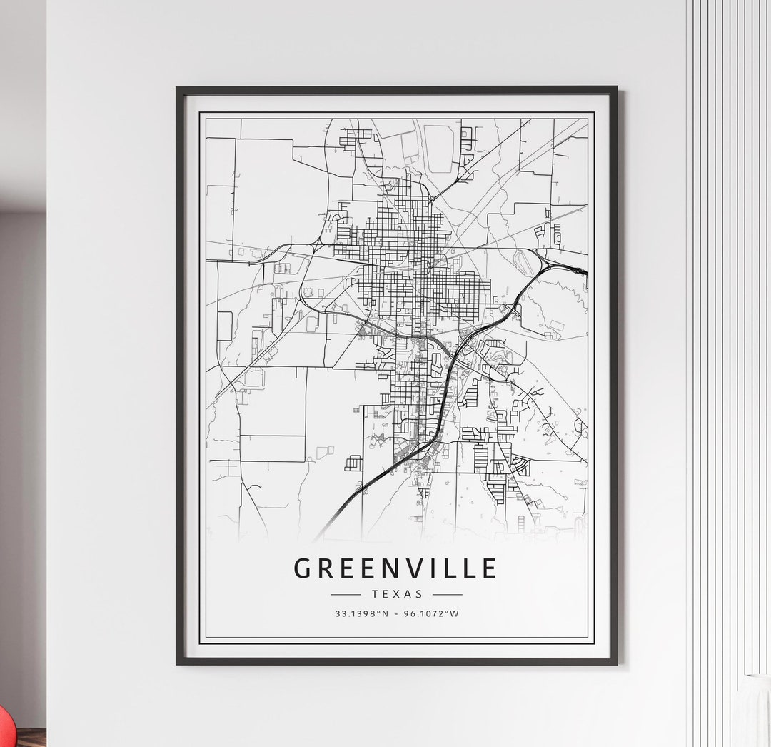 Greenville Texas Street Map Print Acrylic Greenville City Map Print Il Qnu4 
