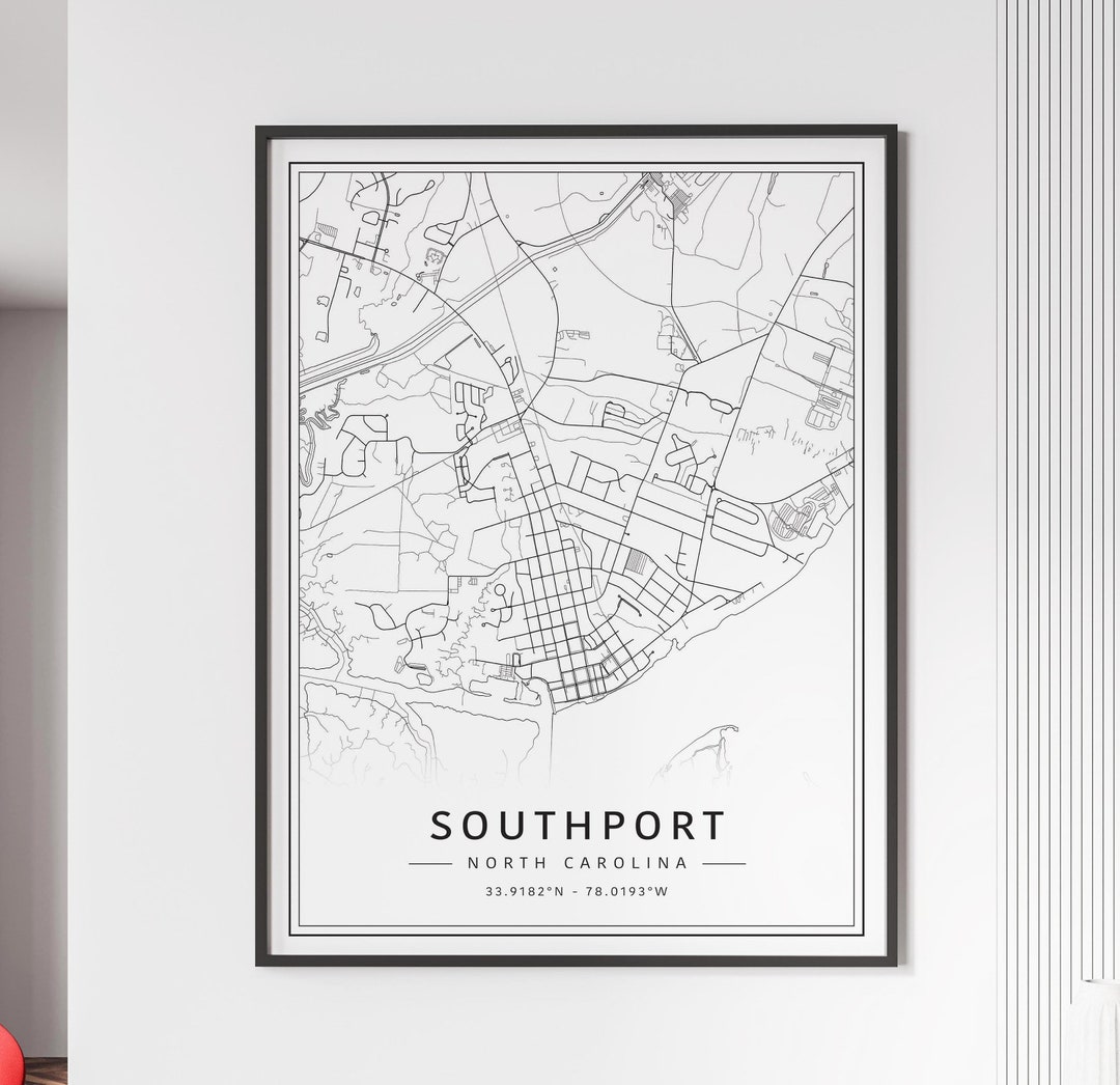 Southport NC Street Map Print | Acrylic Glass Southport City Map Print ...