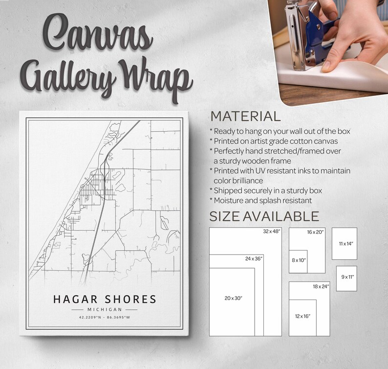 Hagar Shores MI Street Map Print Acrylic Glass Hagar Shores Map Print