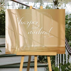 Gold Acrylic Wedding Welcome Sign | Gold Wedding Sign | Gold Custom Wedding Sign | Welcome to our Wedding Sign Gold White Writing Horizontal