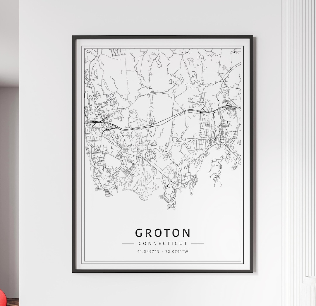 Groton Map Groton Connecticut Street Map Print | Acrylic Groton Map Print | Canvas ...
