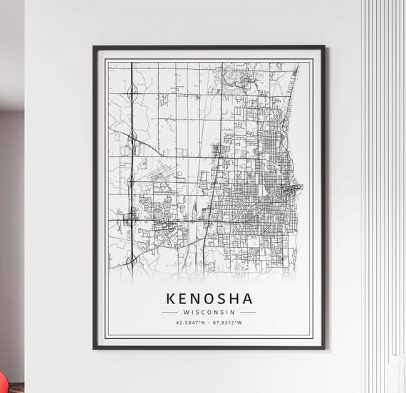 Kenosha City Street Map Kenosha, WI Zip Code Map Premium