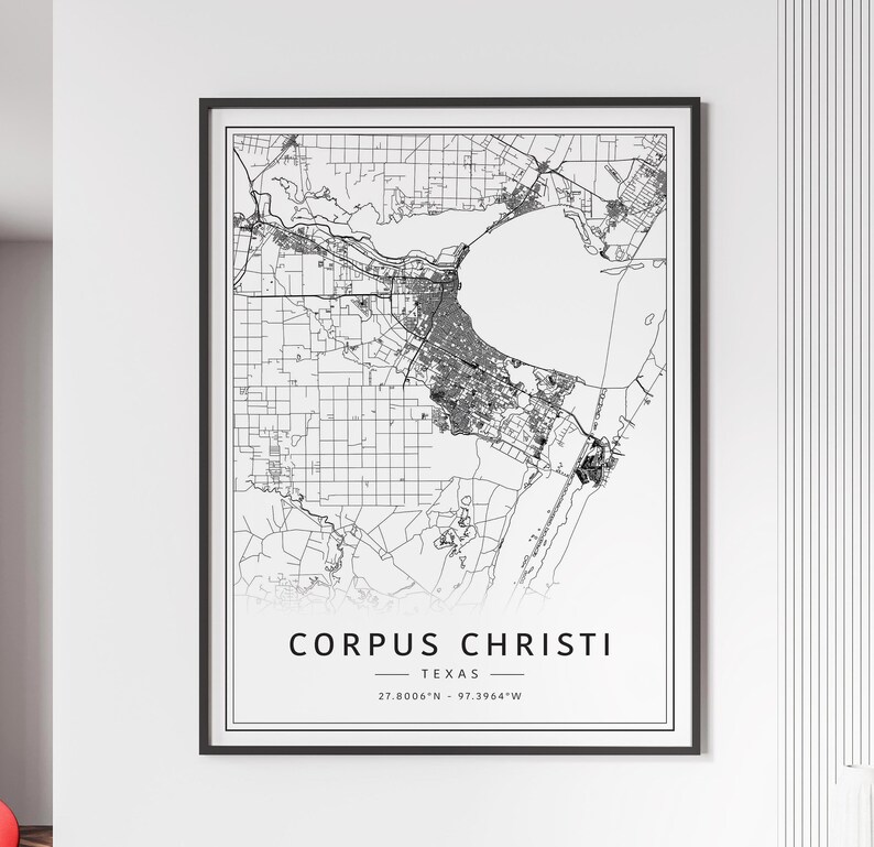 Corpus Christi TX Street Map Print Acrylic Corpus Christi City Map ...