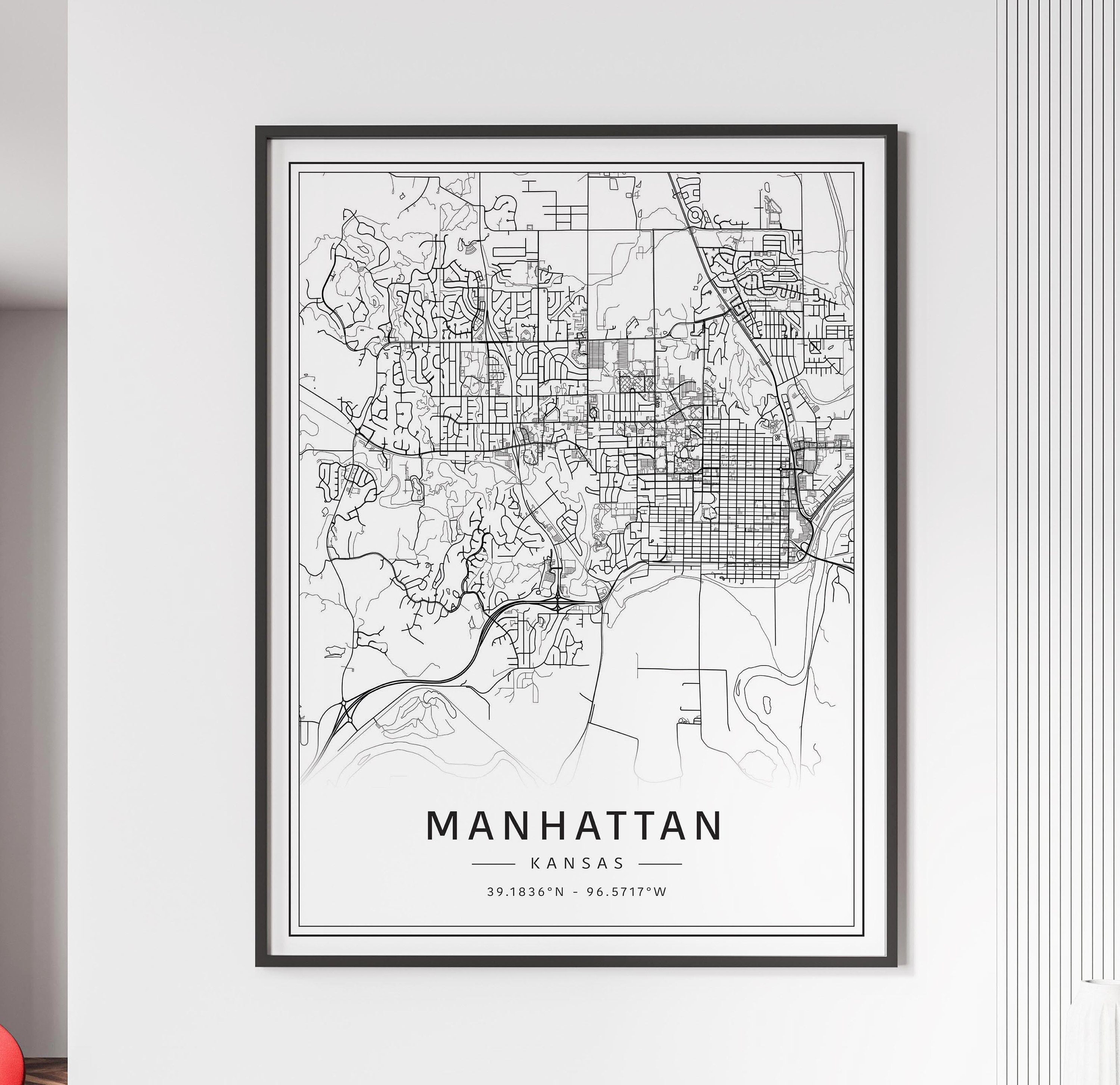 Manhattan Kansas Street Map Print Acrylic Manhattan City Map Print Canvas Manhattan Road Map Print Poster Manhattan Map Print