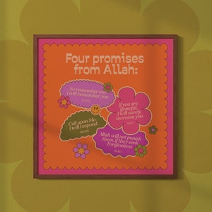 Islamic Wall Art Home Decor Quran Quote Reminder Canvas Poster Print Gift for Muslim Kids and Women
