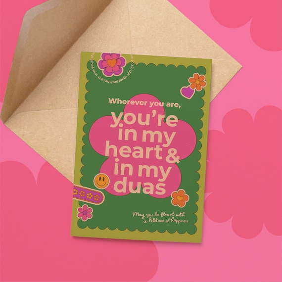 Islamic Greeting Card with Envelope for Dua Ramadan Eid Gift Wedding Muslim Women Hijabi Muslimah