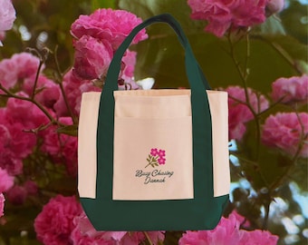 Islamic Reminder Busy Chasing Jannah Floral Mini Boat Canvas Tote Bag for Hijabi Muslimah Eid & Ramadan Gifts