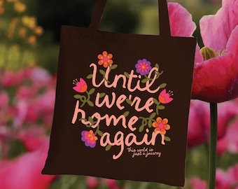 Islamic Reminder Jannah Gardens of Paradise Floral Canvas Tote Bag for Hijabi Muslimah Eid & Ramadan Gifts