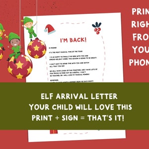 Carta de llegada de elfo *DIGITAL DESCARGAR* Elf imprimibles