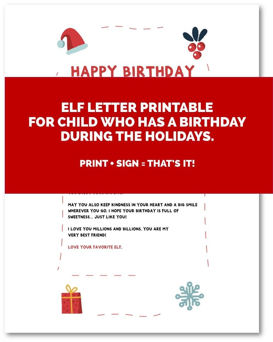 Happy Birthday Letter From Your Elf Birthday During the Holidays Happy Birthday Letter From Your Elf Birthday During the Holidays