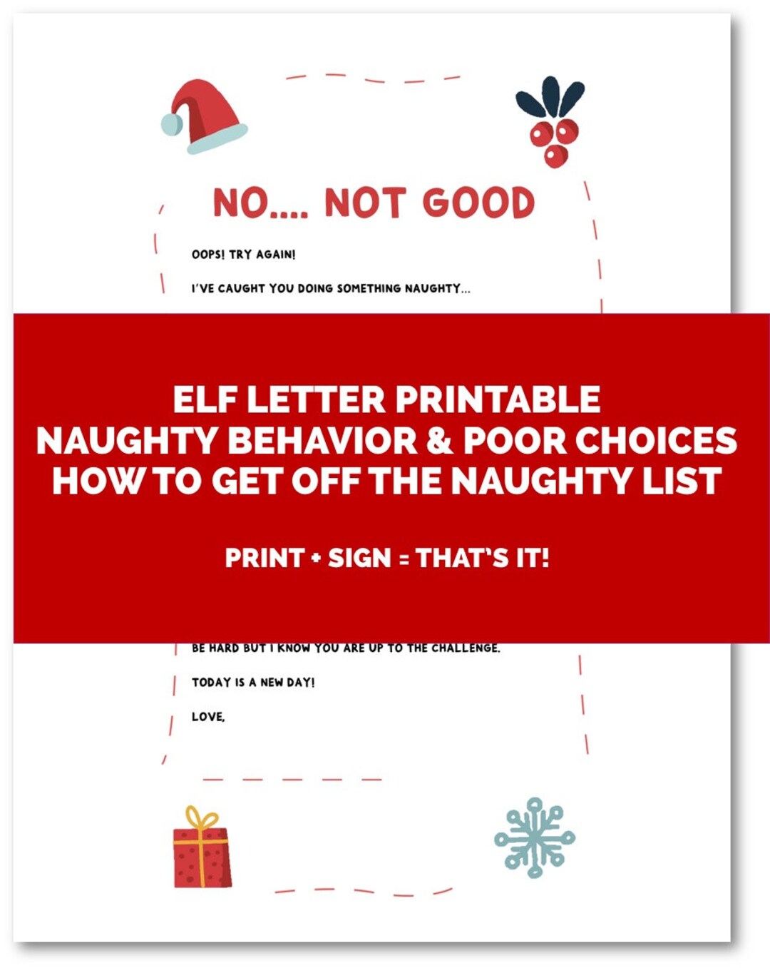 Elf Naughty Letter Printable Letter From Your Elf - Etsy