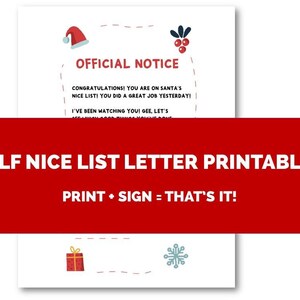 Aviso Oficial de Elfo, Carta de Estímulo *DIGITAL DESCARGAR* Imprimibles de Elf