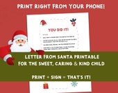 Letter from Santa Printable: Sweet, Caring, Kind Child Printable